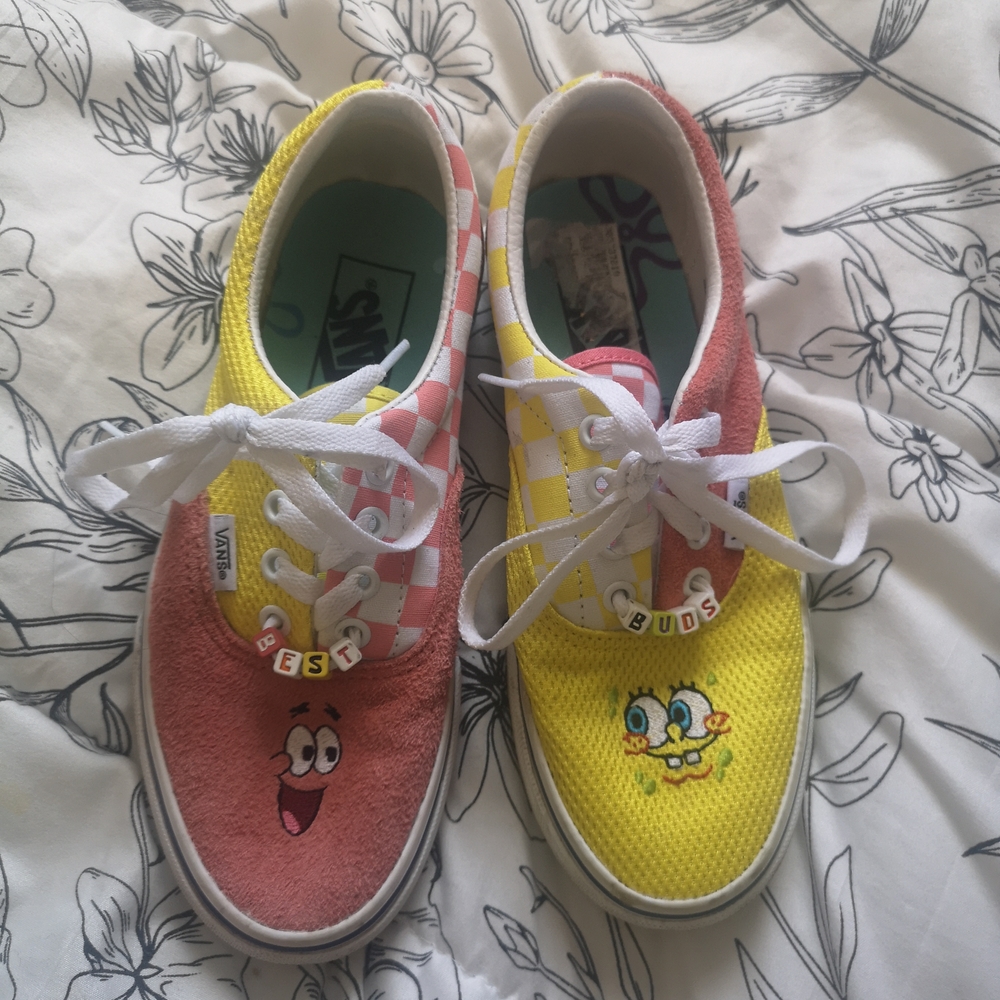 Vans Kids' Yellow and Pink Cartoon Sneakers